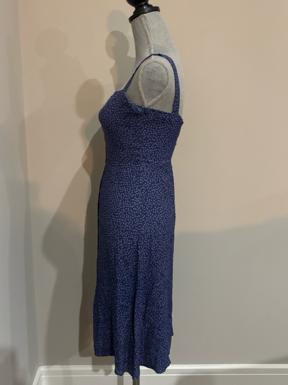 Reformation Persimmon Dress Blue Square-Neck Button-Front Midi Dress - Picture 6 of 16